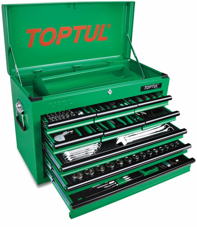 TOPTUL Tool Kit 186pc w/ 9 Drawer GREEN Top Box SAE/MM