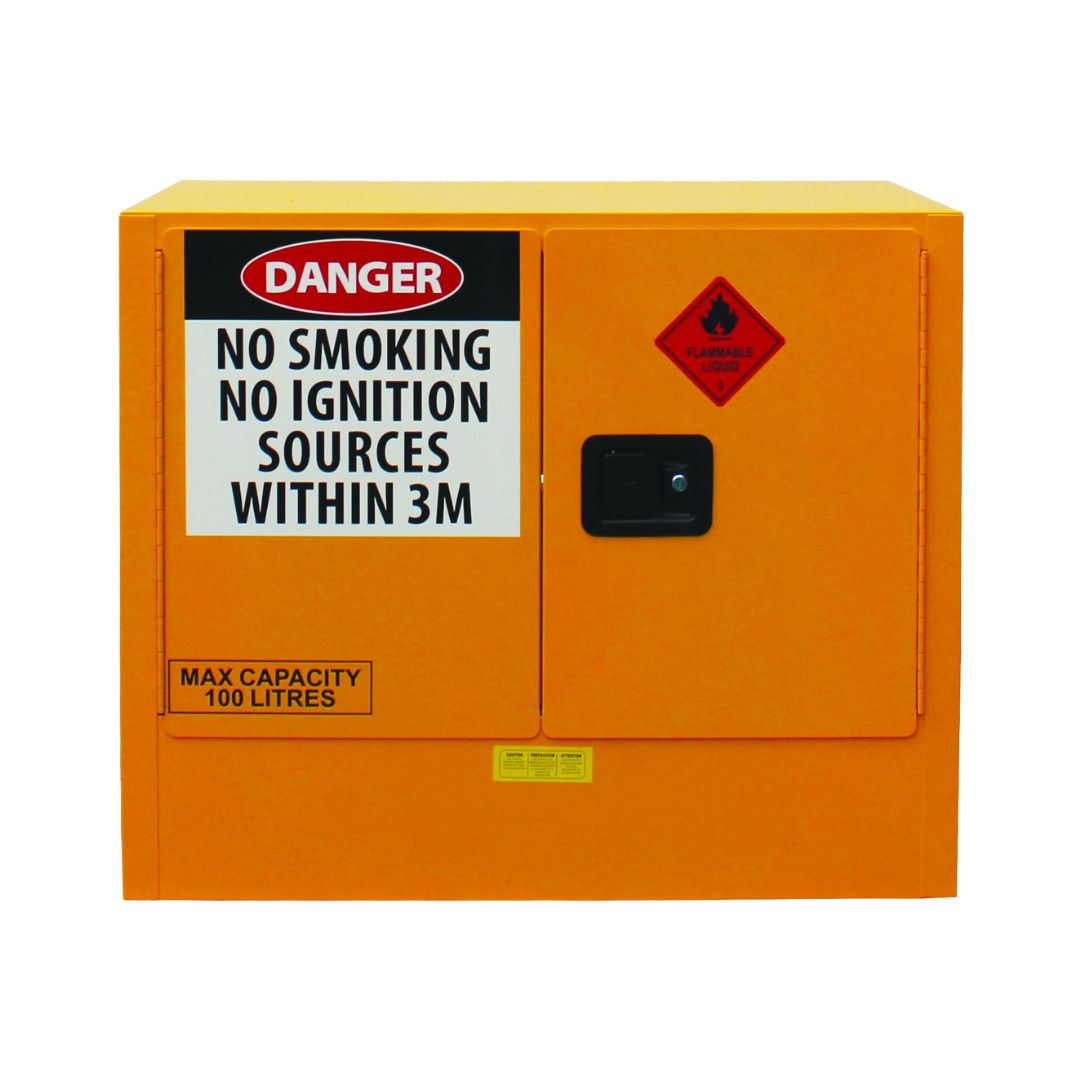 The 100L Flammable Goods Storage Cabinet provides compliant & secure storage for class 3 flammable liquids. This cabinet features a robust steel construction.