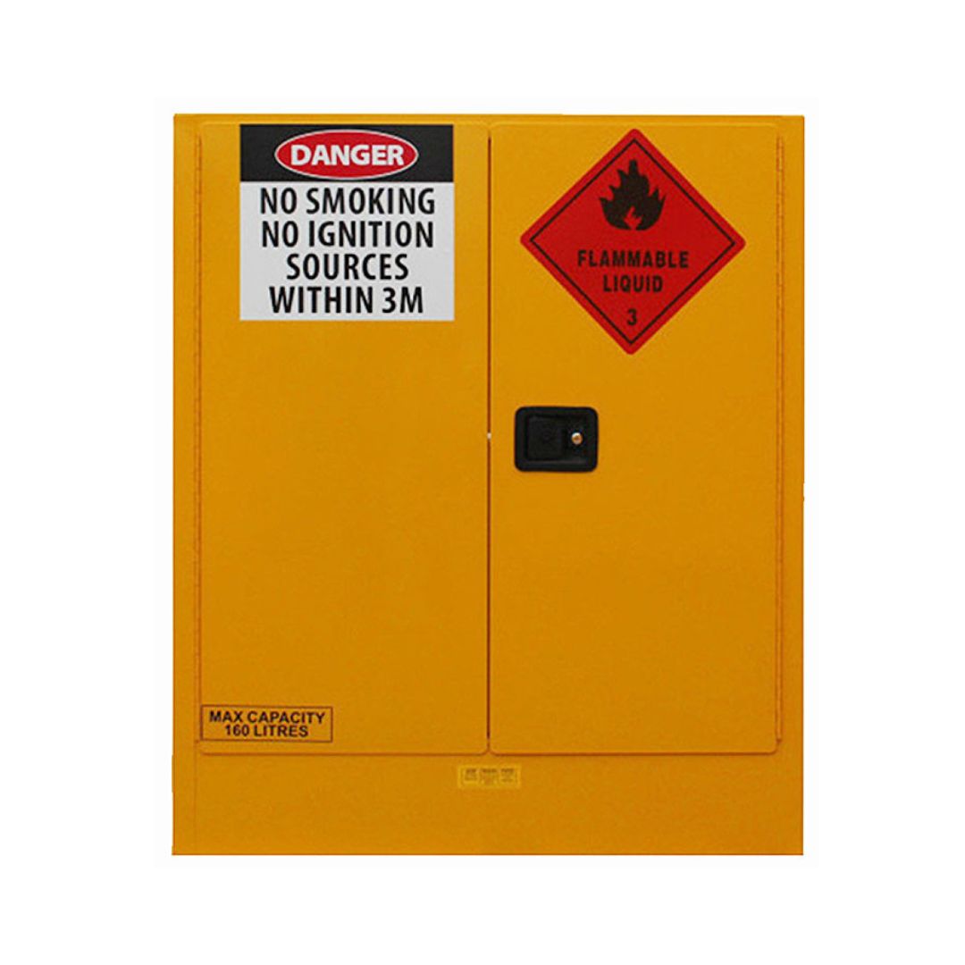 The 160L Flammable Goods Storage Cabinet provides compliant & secure storage for class 3 flammable liquids. This cabinet features a robust steel construction.