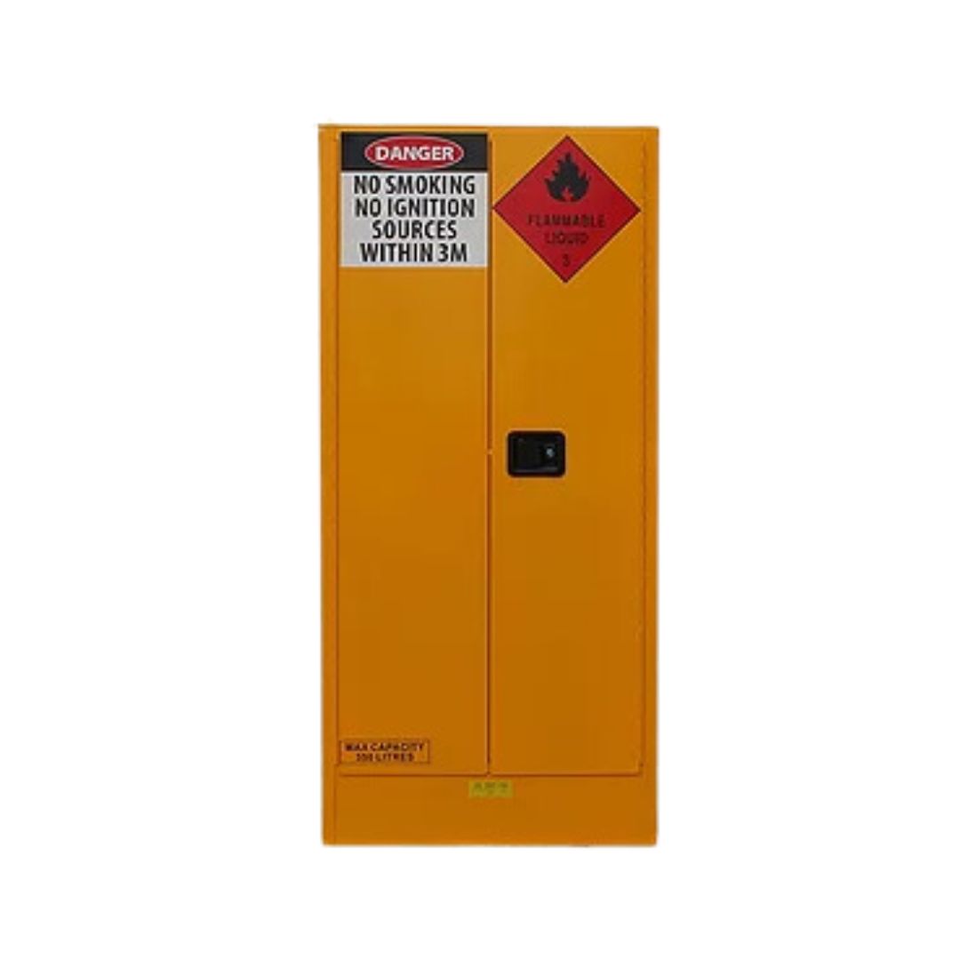 350L Flammable Goods Storage Cabinet provides compliant & secure storage for class 3 flammable liquids. This cabinet features a robust steel construction.