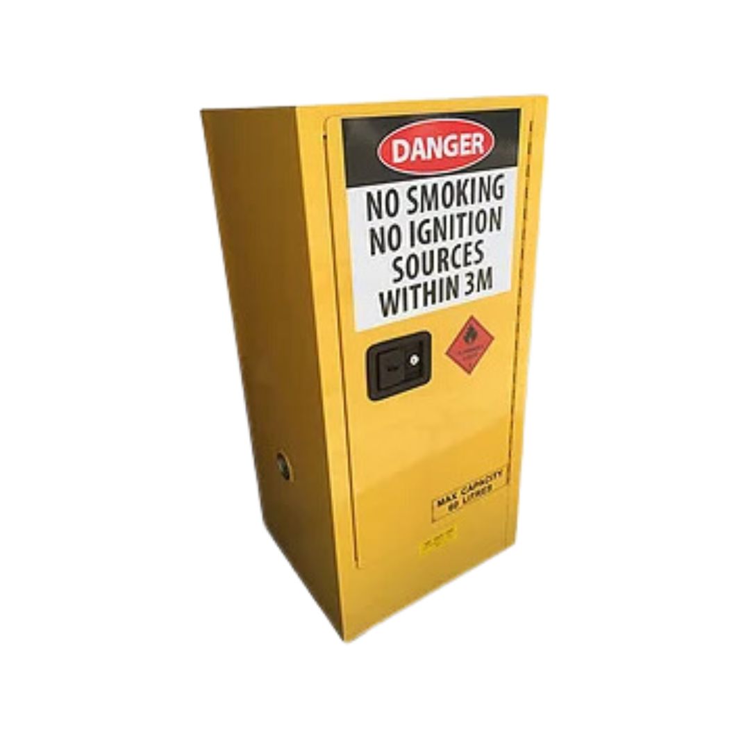 The 60L Flammable Goods Storage Cabinet provides compliant & secure storage for class 3 flammable liquids. This cabinet features a robust steel construction.
