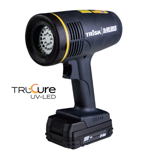 Black and yellow UV-LED light with 'TRISK' branding on a white background