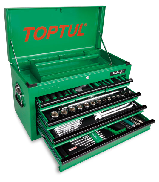 TOPTUL Tool Kit 120pc w/ 6 Drawer GREEN Top Box SAE/MM