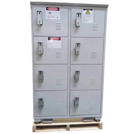 Lithium-on battery storage and charging cabinet